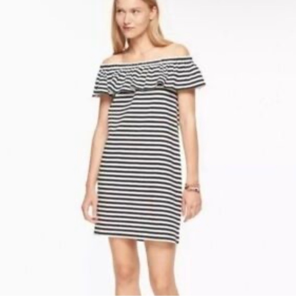 Kate Spade Black and White Off-Shoulder Sundress